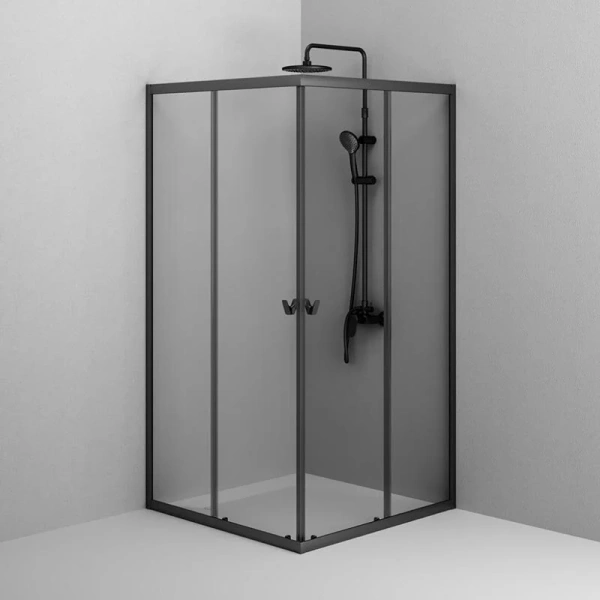 Душевой уголок Am.Pm Sunny 100x100 см черный матовый W87G-403-100100-BT (детальная фотография), недорогие, стеклянные, угловые, без поддона