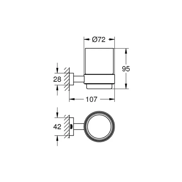 Стакан для ванной Grohe Essentials Cube с держателем 40755001 (детальная фотография), современные, hi-tech