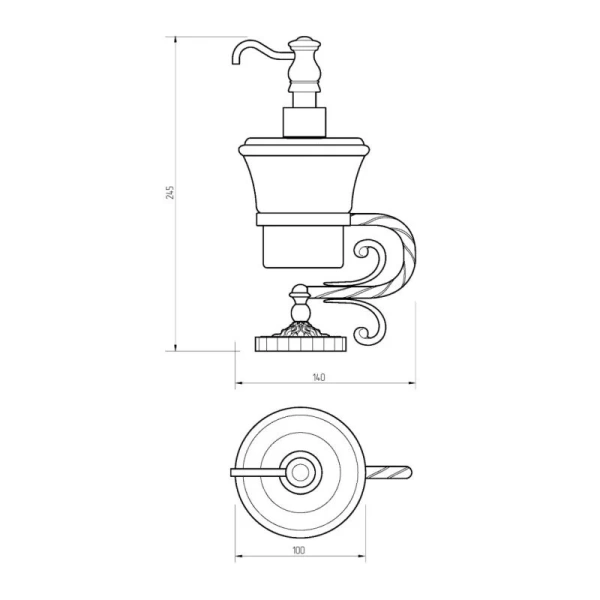 Дозатор для мыла Migliore Edera золото 16937 (детальная фотография), классические, ретро, декорированные