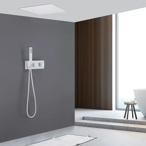 Душевой комплект Abber Daheim белый матовый AF8255W (детальная фотография), душевые комплекты, наборы