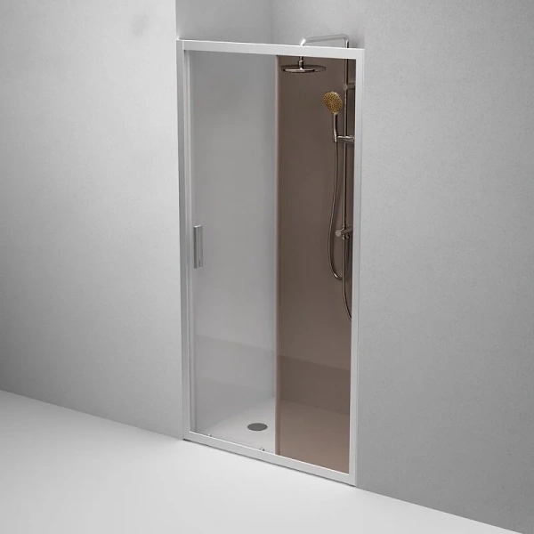 Душевая дверь в нишу AM.PM Gem Solo 100 см профиль хром стекло бронза W90G-100-1-195MBr (детальная фотография), раздвижные