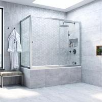 Душевая шторка на ванную профиль матовый хром стекло прозрачное Vegas-glass