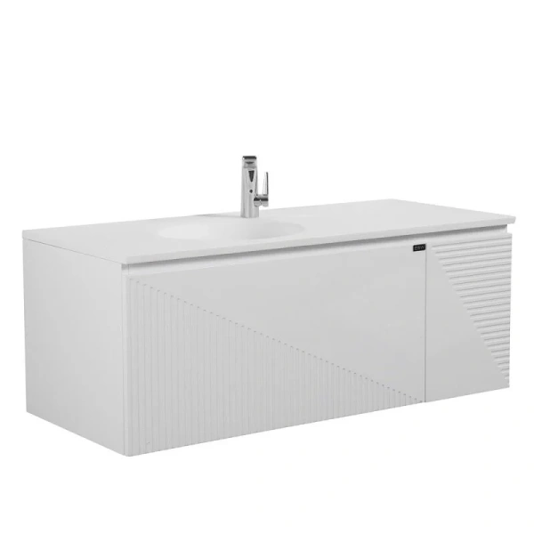 Тумба с раковиной подвесная Black&White Universe 120 см белая 91812002 (детальная фотография), современная, hi-tech