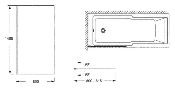 Шторка для ванны Jacob Delafon Struktura 80х140 см реверсивная профиль хром E6D042-GA (детальная фотография), недорогие
