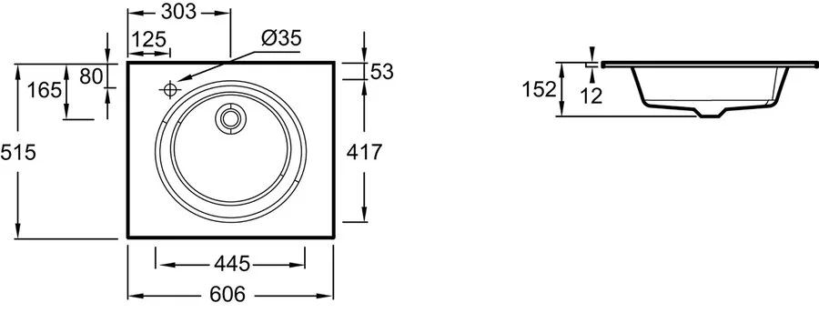 Раковина Jacob Delafon Odeon Rive Gauche 61 см матовая бронза EB2560-DE3 (детальная фотография), современные, hi-tech