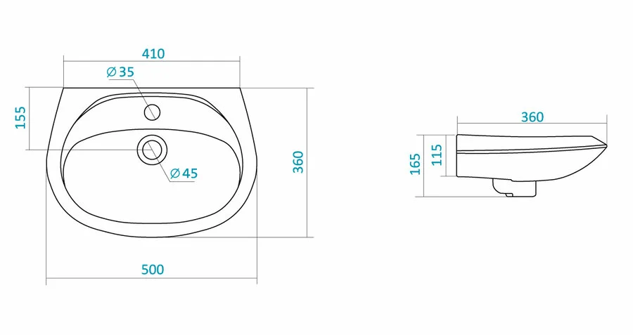 Раковина Santek Бриз 50 см белая 1WH110451 (детальная фотография), современные, hi-tech