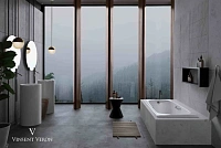 Чугунная ванна Vinsent Veron Concept VCO1507042H/VH0012BR-AS, 150 x 70 см, с антискользящим покрытием, ручки бронза, цвет белый