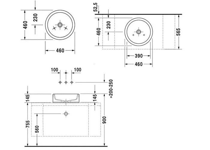 Умывальник - чаша Duravit Starck 1 0445460000 (детальная фотография), 50 см