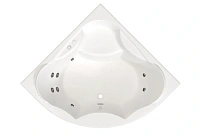 Гидромассажная ванна Радомир Сандра 2-79-2-0-0-221, 149 х 149 см, рама-подставка, фронтальный экран, сифон, слив-перелив автомат, гидромассаж Стандарт хром, белая