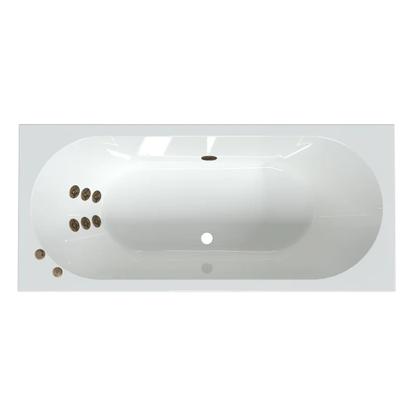 Акриловая ванна Радомир Вальс 1-01-4-0-1-195К, 200 x 100 см, каркас, фронтальный экран, сифон, слив-перелив автомат в комплекте, белая/бронза (детальная фотография) index_1