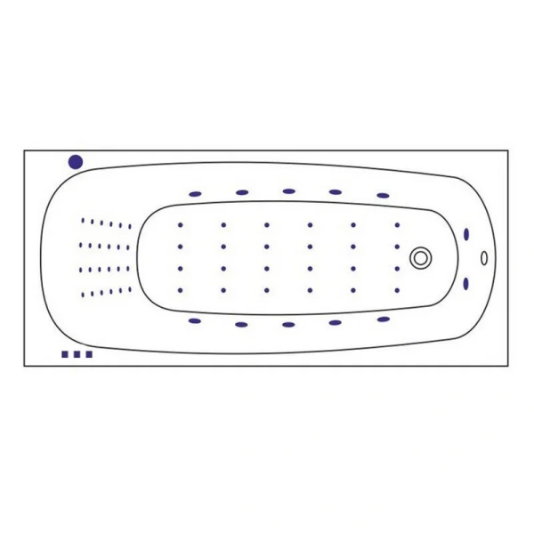 Ванна гидромассажная Whitecross Layla Slim Nano, 170 х 75 см, белая/хром, 0122.170075.100.NANO.CR (детальная фотография), современныe, hi-tech