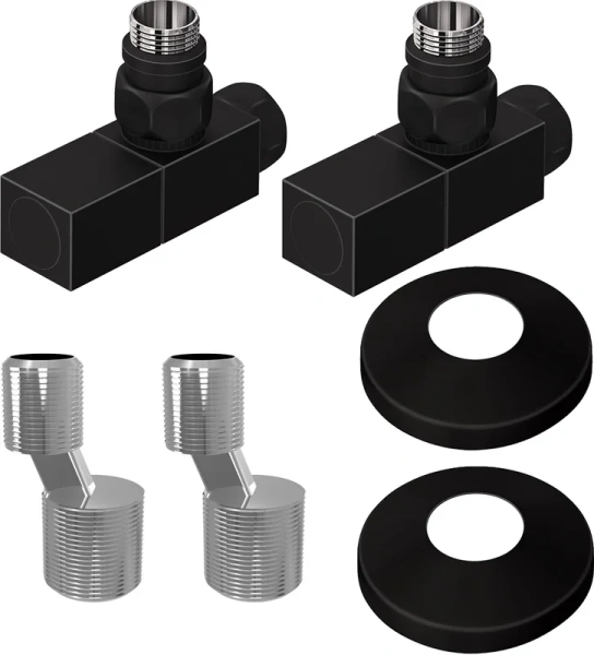 Комплект подключения Lemark с квадратными вентилями, черный матовый LM03412SBL (детальная фотография)