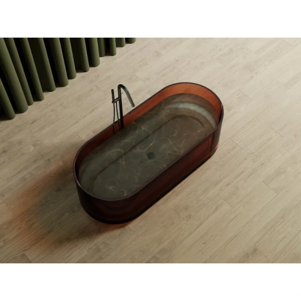 Ванна из полиэфирной смолы Abber Kristall 170x75 см коричневая AT9708Opal (детальная фотография), современныe, hi-tech