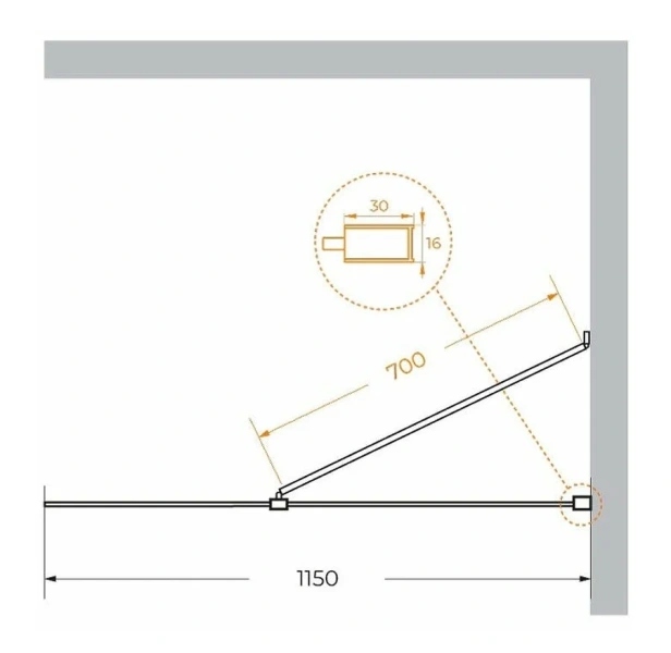 Душевая перегородка Cezares Liberta 115 см профиль хром LIBERTA-L-1-TB-115-C-Cr (детальная фотография), современные, hi-tech