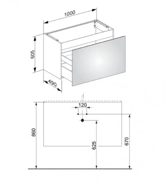 Тумба с раковиной подвесная Keuco Plan 32972 180000 100 см, кашемир (детальная фотография), в наличии, по запросу, нет в наличии