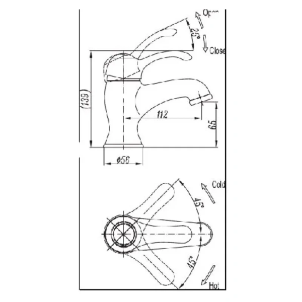 Смеситель для раковины Cezares Lira-C-LS1 с донным клапаном (детальная фотография), для раковины