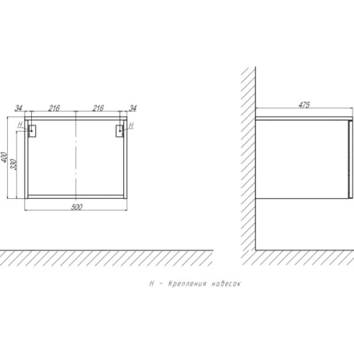 Тумба подвесная Velvex Unit 50 см белый лед tpUNI.50.H27.Y-223 (детальная фотография), по запросу