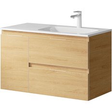 Тумба под раковину подвесная Aqwella Accent 90 см правая дуб золотой