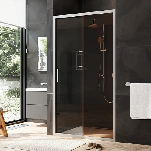 Душевая дверь в нишу AM.PM Gem Solo 110 см профиль хром стекло бронза - фото 4