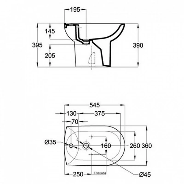 Биде напольное Jacob Delafon Odeon белое E1093-00 (детальная фотография), современные, hi-tech