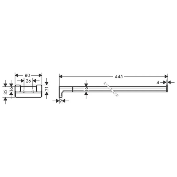 Полотенцедержатель Hansgrohe AddStoris 41770 двухрожковый (детальная фотография), современные, hi-tech