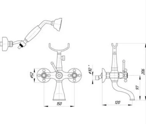Смеситель для ванны Migliore Lady хром/золото 18835 (детальная фотография), для ванны