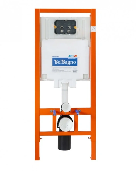 Унитаз с инсталляцией BelBagno Loto с кнопкой смыва хром BB070CHR/SC/BB002-80/BB005-PR-CHROME (детальная фотография), с инсталляцией