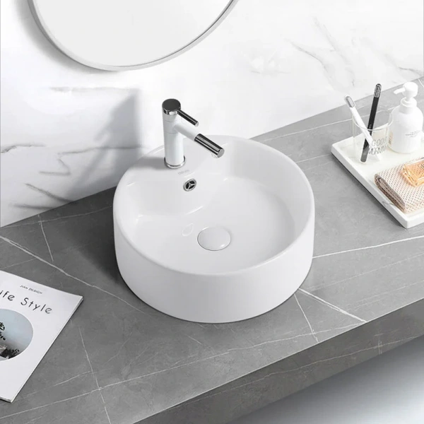 Раковина Abber Bequem AC2104 41 см керамическая (детальная фотография), накладные (на столешницу), пристенные