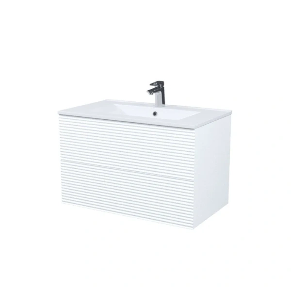 Тумба с раковиной подвесная IDDIS Bild 80 см белая BIL80W0i95K (детальная фотография), комплект (набор)