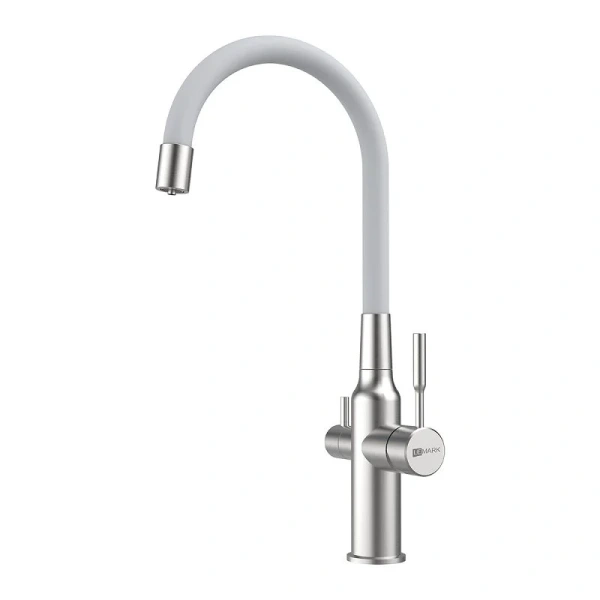 Смеситель для кухни Lemark Expert сталь/белый LM5083S-White (детальная фотография)