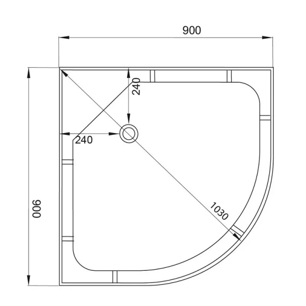 Душевая кабина Deto D 80х80 см с крышей D08S (детальная фотография), со средним поддоном