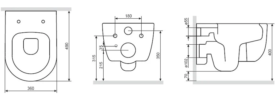 Унитаз подвесной Damixa Sirius белый DX86C1700SC (детальная фотография), подвесные, встраиваемые