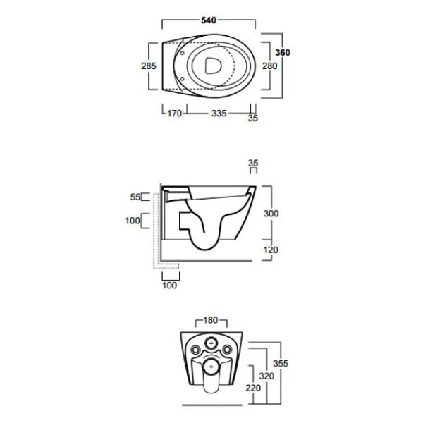 Схема (детальная фотография), без бачка, со скрытым бачком