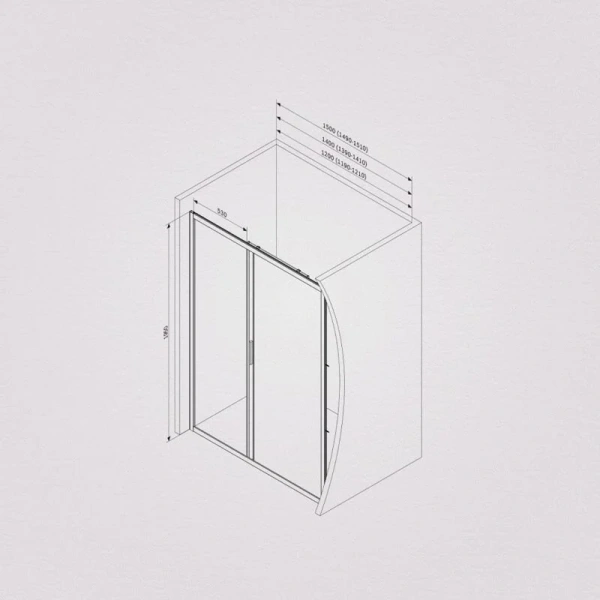 Душевая дверь в нишу AM.PM Gem Solo 140 см профиль черный стекло тонированное W90G-140-1-195BG (детальная фотография), современные, hi-tech