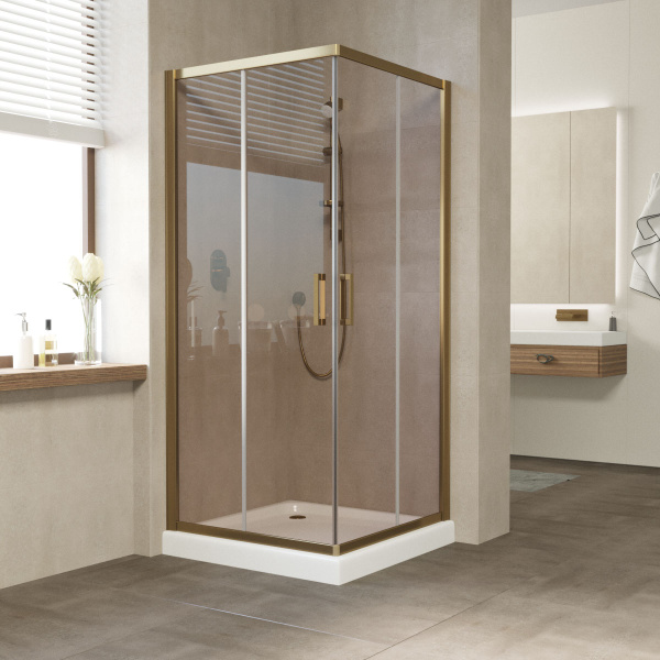 Душевой уголок стекло бронза Vegas-glass ZA 110 05 (детальная фотография), квадратные