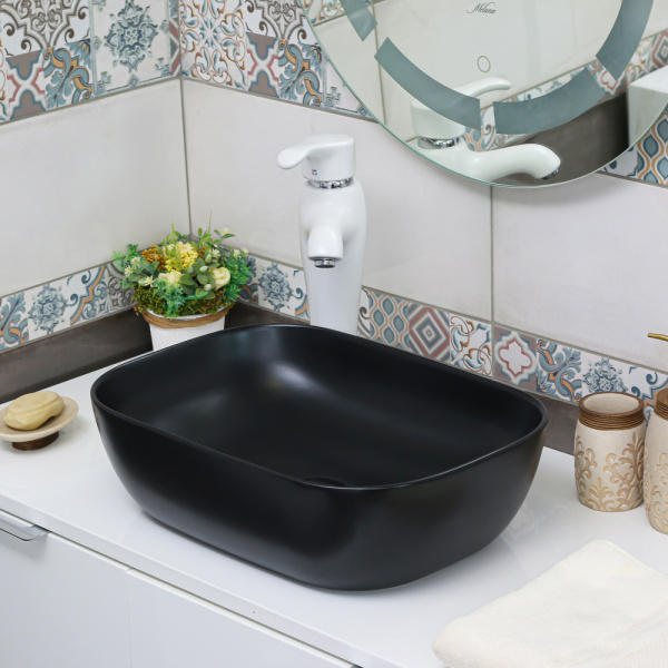 Раковина Brevita 46 см матовая черная MLN-320328MB (детальная фотография), черные