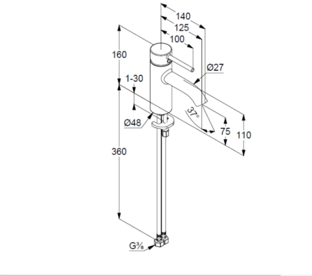 Смеситель для раковины Kludi Bozz золото брашированное 38272N076 (детальная фотография), для раковины