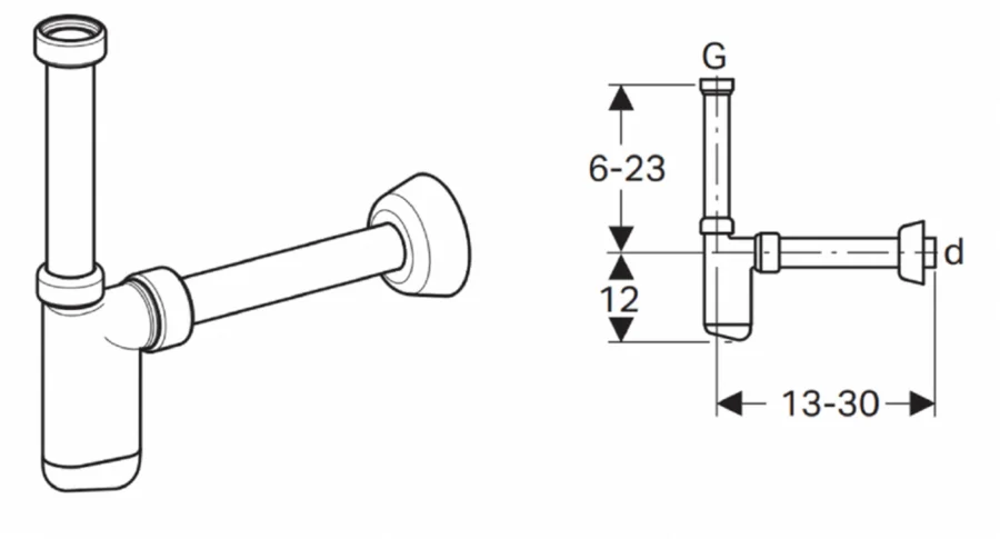 Сифон для раковины Ceramalux белый 170.103.11.1 (детальная фотография), другие