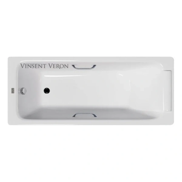 Чугунная ванна Vinsent Veron Italon VIT1707045H/VH0012CH, 170 x 70 см, ручки хром, цвет белый (детальная фотография)