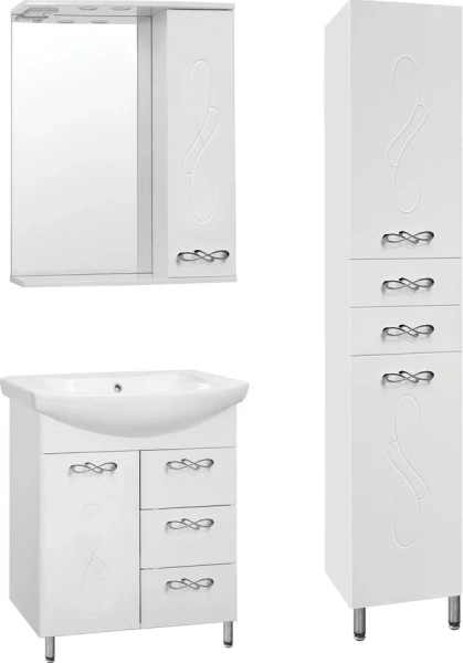 Зеркальный шкаф с подсветкой Style Line Венеция 65 см белый ЛС-00000262 (детальная фотография), в наличии