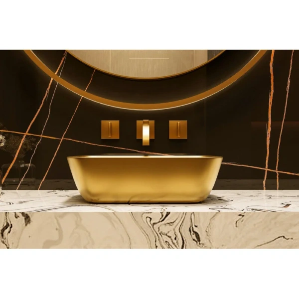 Раковина Abber Rechteck 46 см золото матовое AC2200MMG (детальная фотография), 45 см