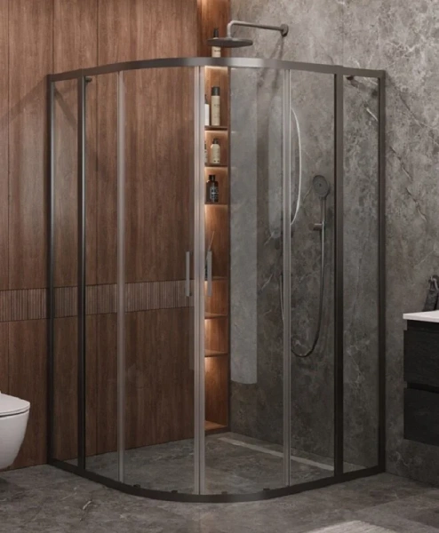 Душевой уголок Cezares Molveno 130х130 см стекло прозрачное оружейная сталь MOLVENO-R-22-100+30-C-GM-IV (детальная фотография)