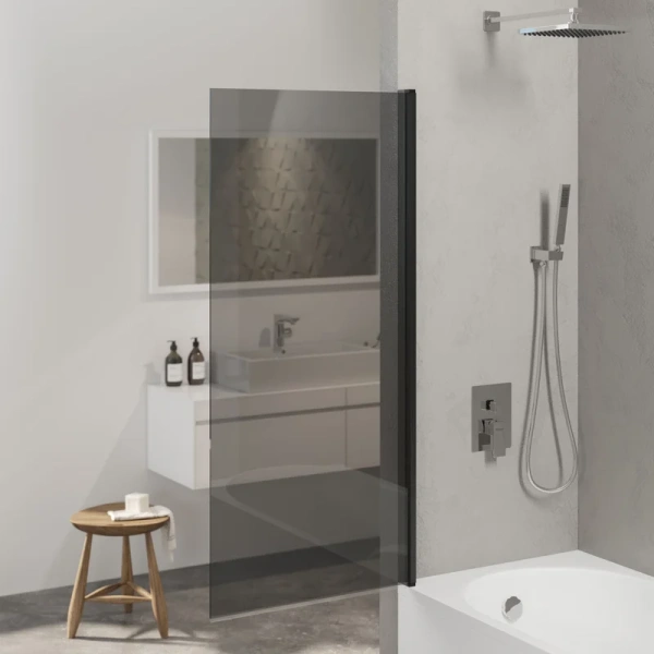 Шторка для ванны Berges River S Black 80х145 см тонированное стекло, профиль черный 065016 (детальная фотография), недорогие