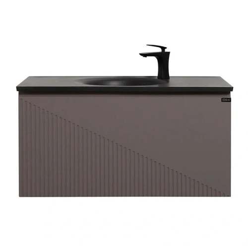 Тумба с раковиной подвесная Black&White Universe 90 см серая - фото 2