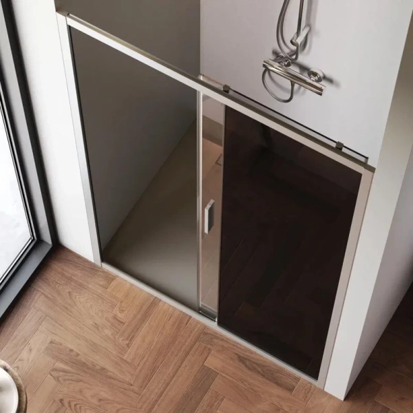 Душевая дверь в нишу AM.PM Gem Solo 120 см профиль хром стекло тонированное W90G-120-1-195MG (детальная фотография), тонированные