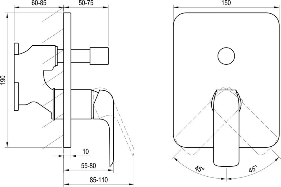 Смеситель для душа Ravak Flat черный X070179 (детальная фотография), для душа