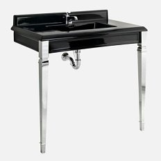 Консоль со столешницей, смеситель на 1 отверстие, цвет чёрный, ножки металлические, цвет хром, Devon&Devon Premiere