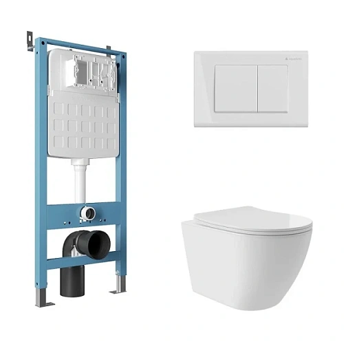 Унитаз с инсталляцией Aqueduto Ovo Plus клавиша белая глянцевая - фото 2