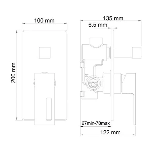 Смеситель для душа WasserKRAFT Alme встраиваемый 1541 (детальная фотография), хром