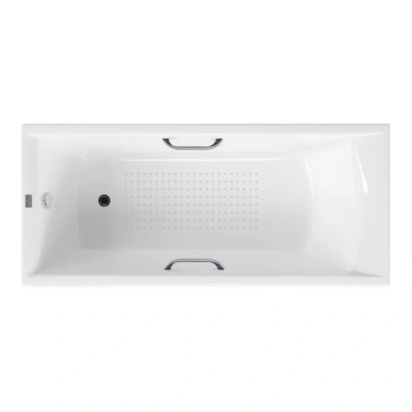 Чугунная ванна Vinsent Veron Devon VDV1807545H/VH0012CH-AS, 180 x 75 см, с антискользящим покрытием, ручки хром, цвет белый (детальная фотография)
